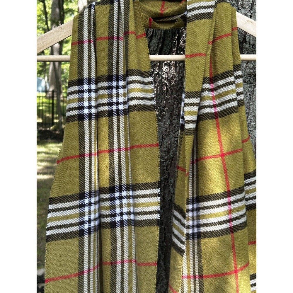 Cashmere Feel Scarf Plaid Fringe SOFT! Preppy Heritage Academia Old Money - Picture 4 of 5